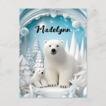 Urso Polar com Filhote Oceano Ártico Branco Invern