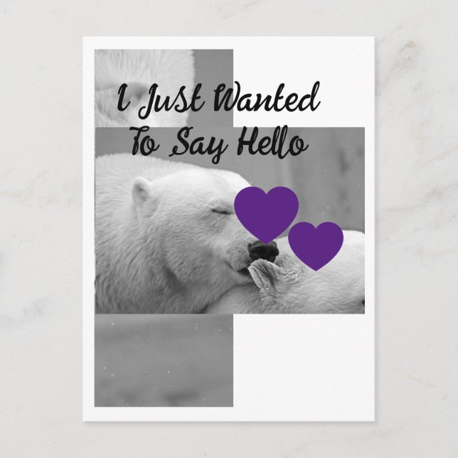Cartão Postal Urso Polar de Amor Roxo (Frente)