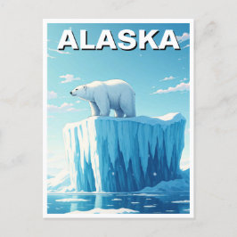 Cartão Postal Urso Polar em Cartaz do Alasca Iceberg