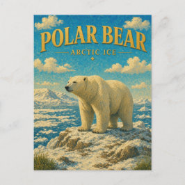 Cartão Postal Urso Polar Gelo Ártico Aquarela GeoSaga