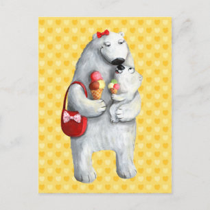 Cartão Postal Urso Polar Mãe