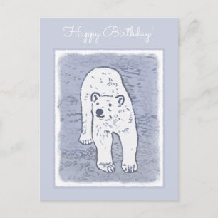 Cartão Postal Urso Polar na Pintura do Gelo - Arte Original da V
