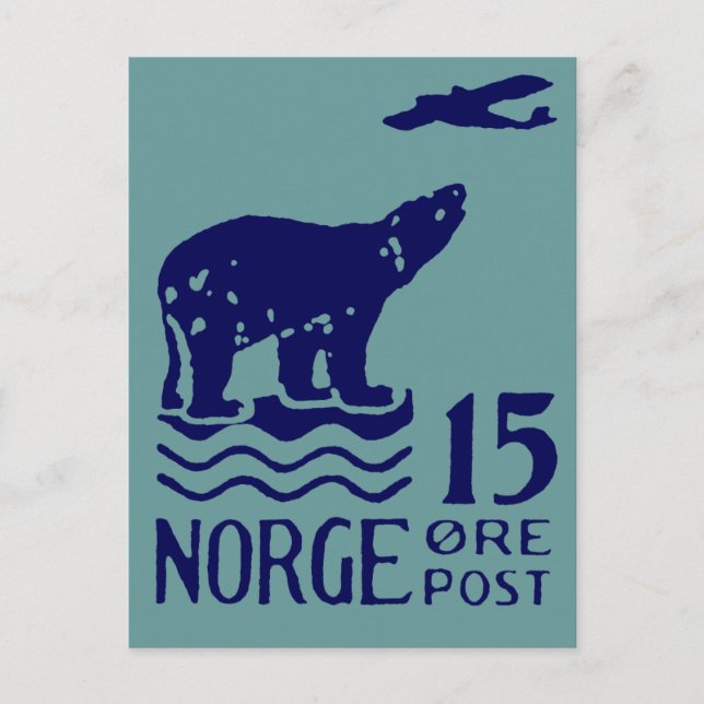 Cartão Postal Urso Polar Norueguês 1925 (Frente)
