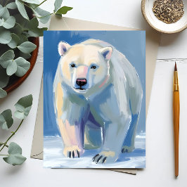 Cartão Postal Urso Polar | Pintura de Animal Bonito
