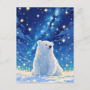 Cartão Postal Urso Polar Via Láctea Cintilante Céu Estrelado