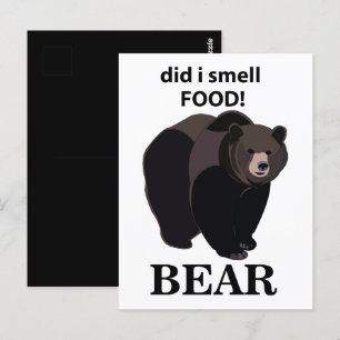Cartão Postal Urso Será que eu cheirei comida Urso engraçado