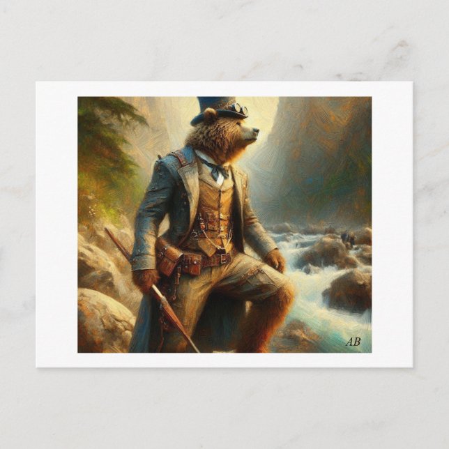 Cartão Postal Urso Steampunk, (Frente)