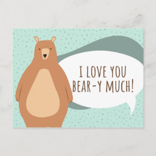 Cartão Postal Urso Verde Engraçado Ama Você