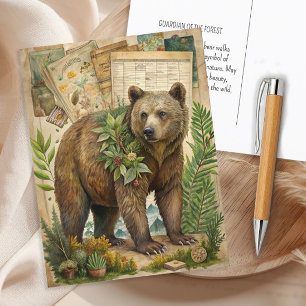 Cartão Postal Urso Vintage - Natureza selvagem