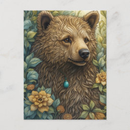 Cartão Postal Urso Whimsic na Floresta