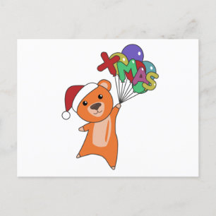 Cartão Postal Ursos Coloridos Brancos Felizes De Natal