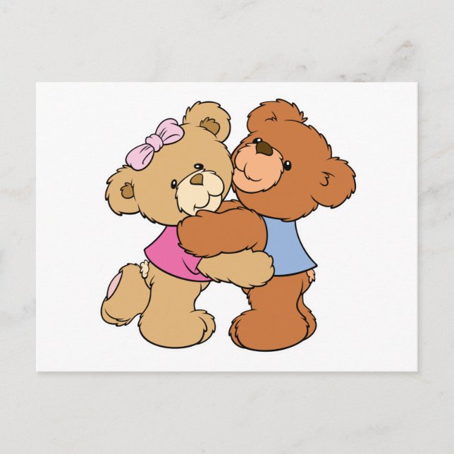 Cartão Postal Ursos de Abraço de Urso Fofo (Frente)
