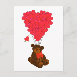 Cartão Postal Ursos de pelúcia e balões cardíacos