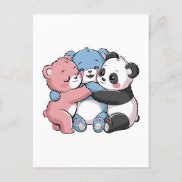 Cartão Postal Ursos de Teddy Bonitos com Panda