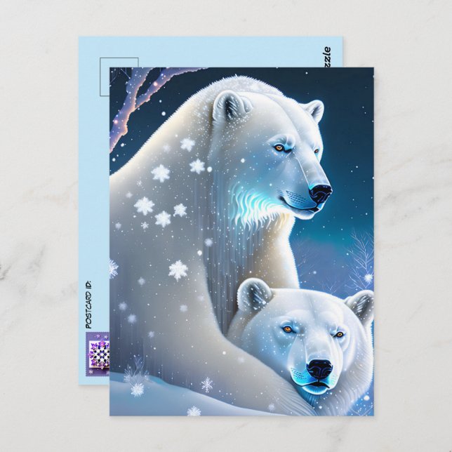 Cartão Postal Ursos no inverno, Posto (Frente/Verso)