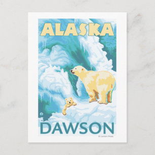 Cartão Postal Ursos Polares & Filhote - Dawson, Alasca