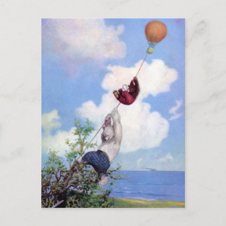Cartão Postal Ursos Roosevelt Descendem de Balão de Ar Quente