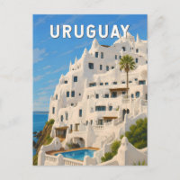 Uruguai Casapueblo Ilustração Arte de Viagem Vinta