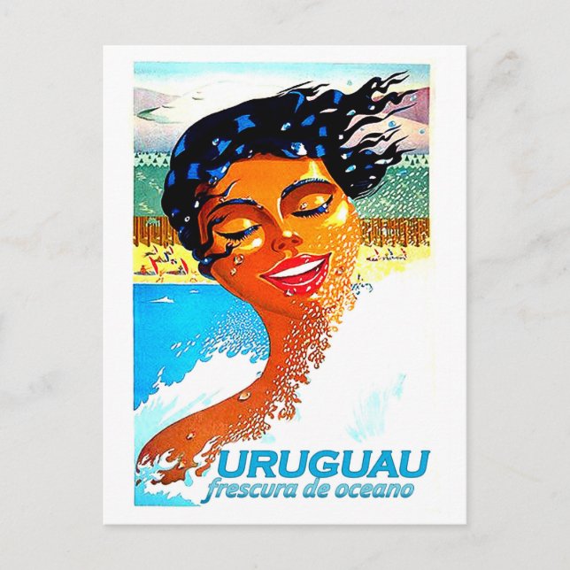 Cartão Postal Uruguai, natadora na água, ilustração (Frente)