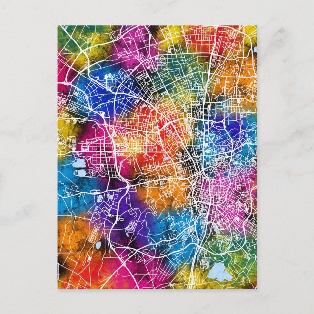 Cartão Postal Ürümqi China City Map (Frente)