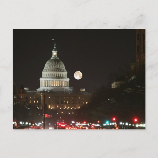Cartão Postal US Capital Building Full Moon (Frente)
