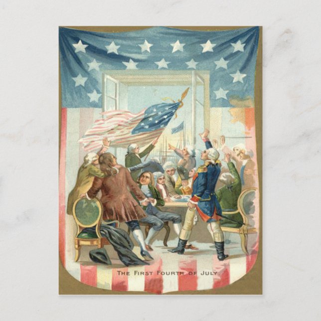 Cartão Postal US Flag Congress First 4th of July (Frente)