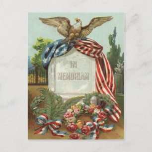 Cartão Postal US Flag Eagle Wreath Tombstone Gravestone Rosa