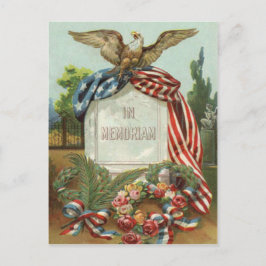 Cartão Postal US Flag Eagle Wreath Tombstone Gravestone Rosa