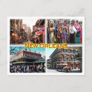 Cartão Postal US New Orleans - Bourbon Street - Mardi Gras -