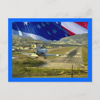 Cartão Postal USA Flag Airliner