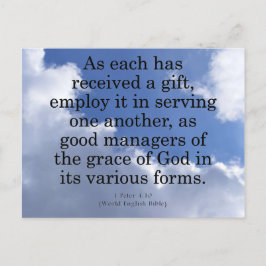 Cartão Postal Usando presentes de Deus 1 Peter 4:10