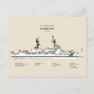 Cartão Postal USCG Cutter Hamilton whec- 715 - SBD