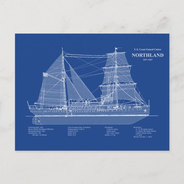 Cartão Postal USCG Cutter Northland wpg- 49 - ABD (Frente)