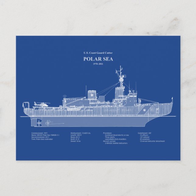 Cartão Postal USCG Cutter Polar Sea wagb-11 - ABD (Frente)