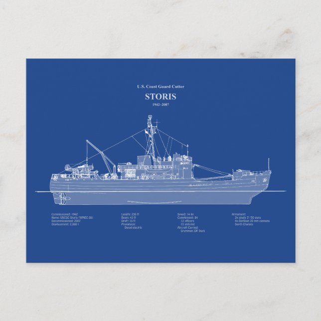 Cartão Postal USCG Cutter Storis wmec-38 - ABD (Frente)