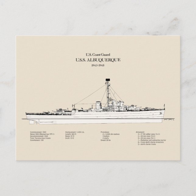 Cartão Postal USCG USS Albuquerque PF- 7 - SBD (Frente)