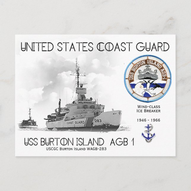 Cartão Postal USCGC Burton Island WAGB-283 Quebra-gelo (Frente)