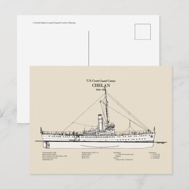 Cartão Postal USCGC Chelan - SBD (Frente/Verso)