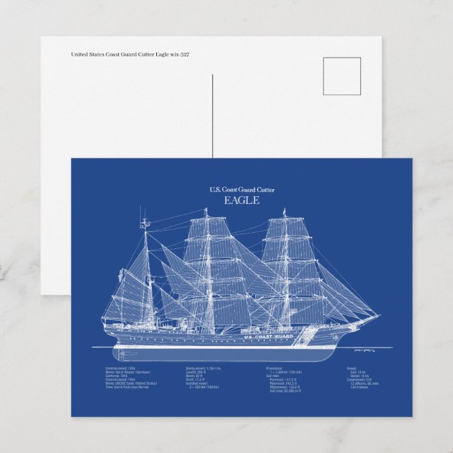 Cartão Postal USCGC Eagle wix-327 - ABD (Frente/Verso)