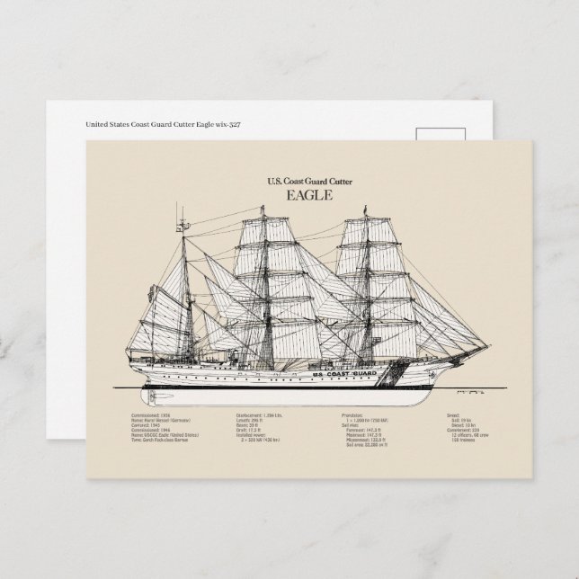 Cartão Postal USCGC Eagle wix-327 - SBD (Frente/Verso)