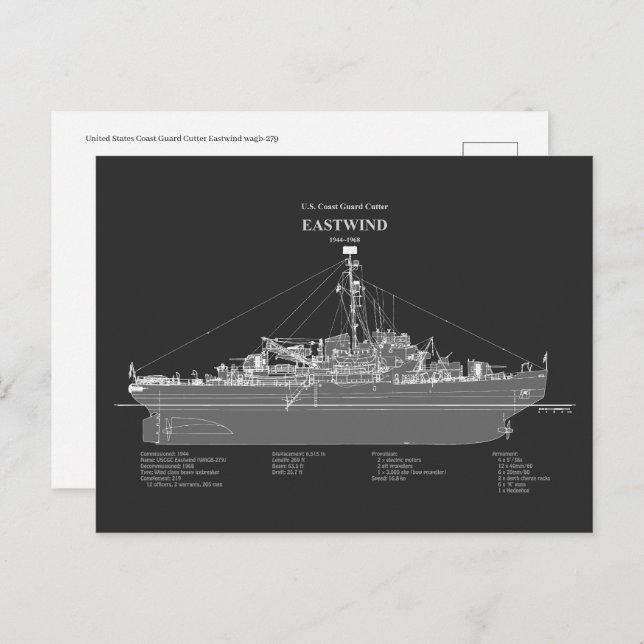 Cartão Postal USCGC Eastwind wagb-279 - PD (Frente/Verso)