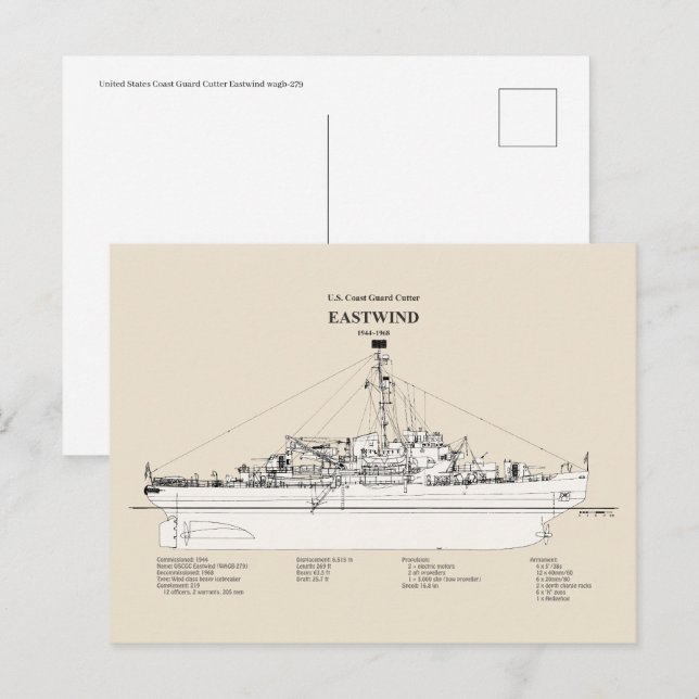 Cartão Postal USCGC Eastwind wagb-279 - SBD (Frente/Verso)