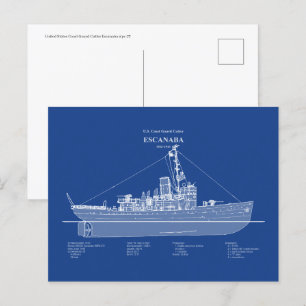 Cartão Postal USCGC Escanaba wpc-77 - ABD