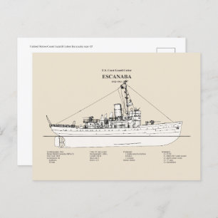 Cartão Postal USCGC Escanaba wpc-77 - SBD