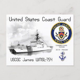 CARTÃO POSTAL USCGC JAMES WMSL-754 CUTTER