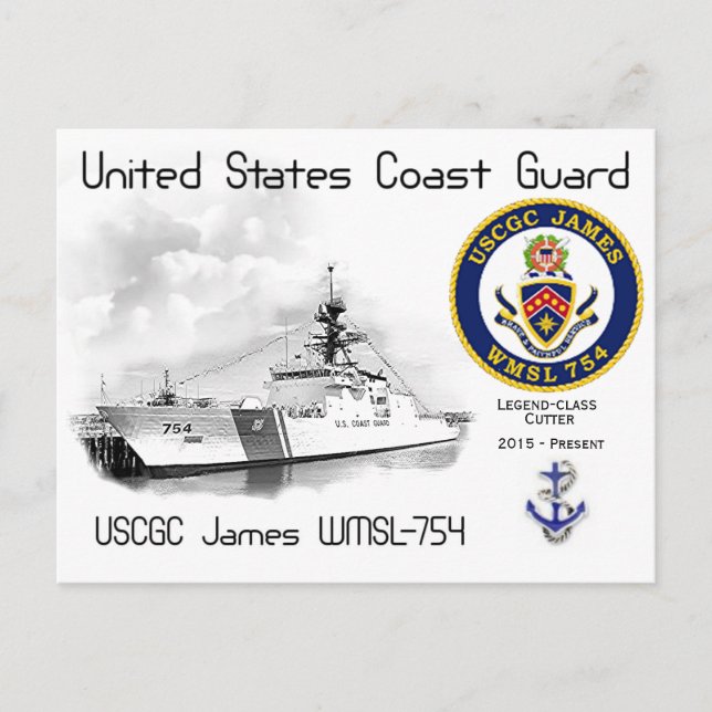 CARTÃO POSTAL USCGC JAMES WMSL-754 CUTTER (Frente)