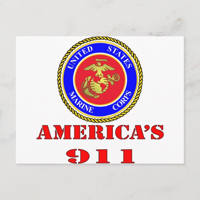 Cartão Postal USMC United States Marine Corps America's 911 (Frente)