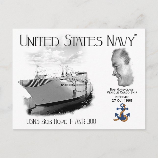 CARTÃO POSTAL USNS BOB HOPE T-AKR 300 NAVIO DE CARGA (Frente)