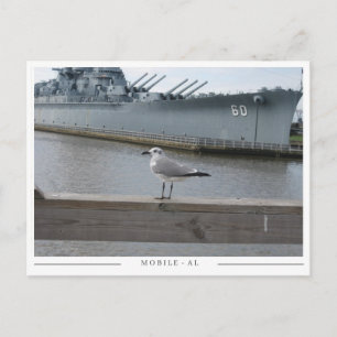 Cartão Postal USS Alabama & Seagull – Mobile, AL Lembrança