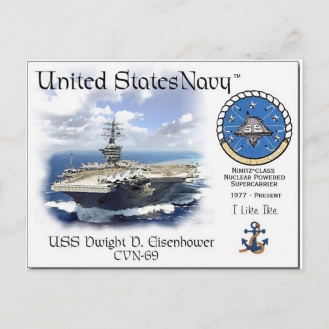 Cartão Postal USS DWIGHT D. EISENHOWER CVN- 69 Cartão-postal (Frente)
